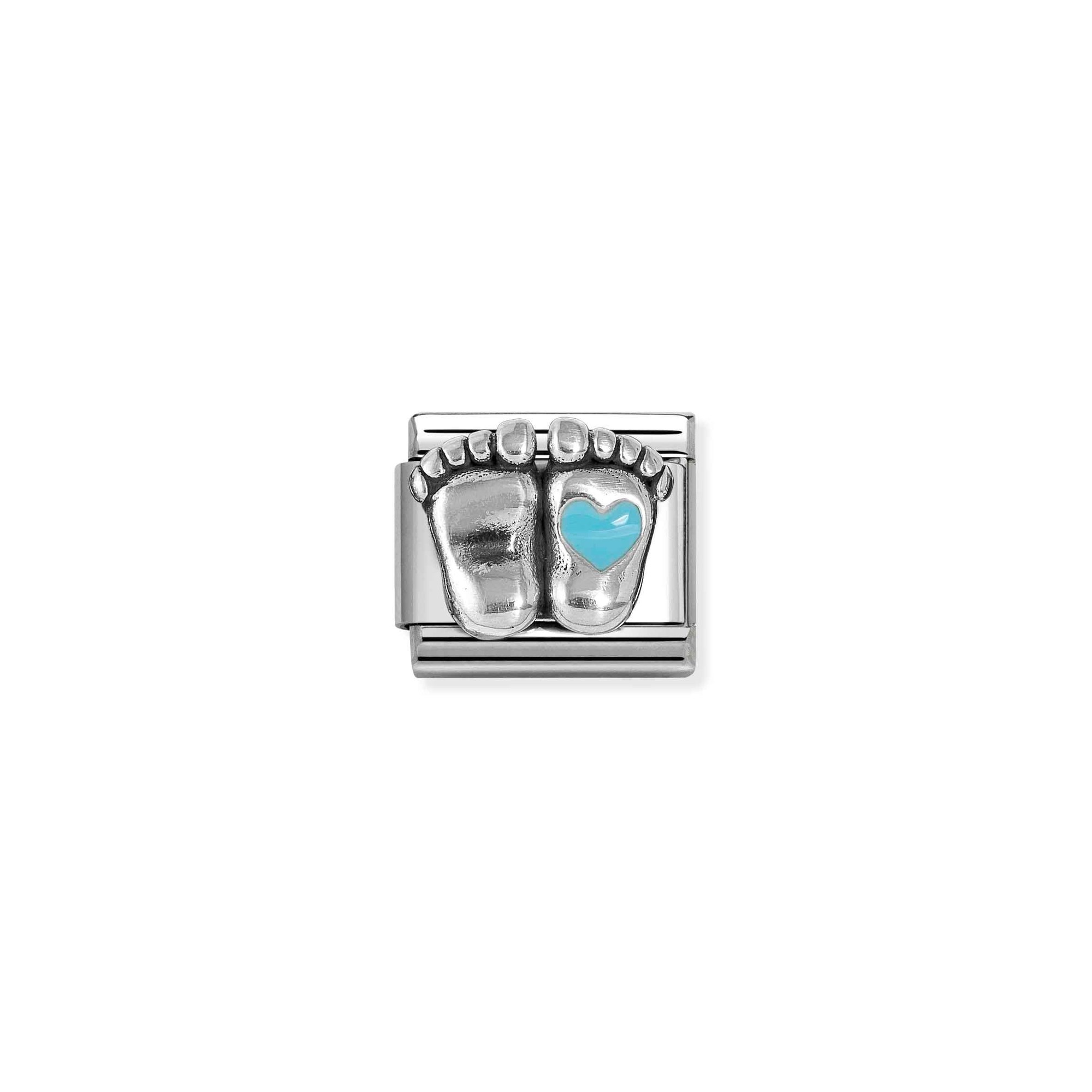 Nomination Sterling Silber - Füßchen mit Herz - Hellblau Element - Classic Silber – Ansicht 2