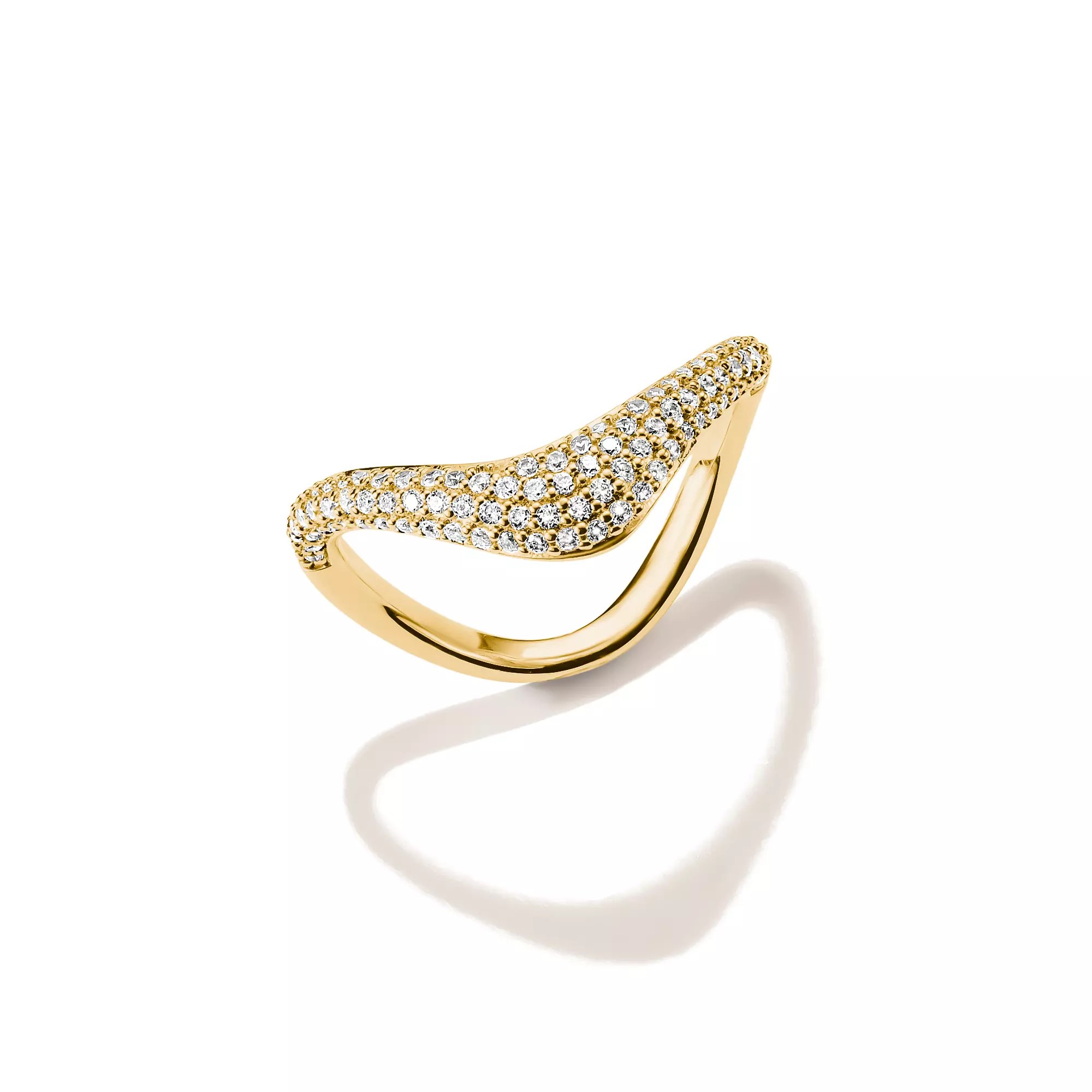 Thomas Sabo Ring in Wellenform mit weißem Zirkonia – vergoldet