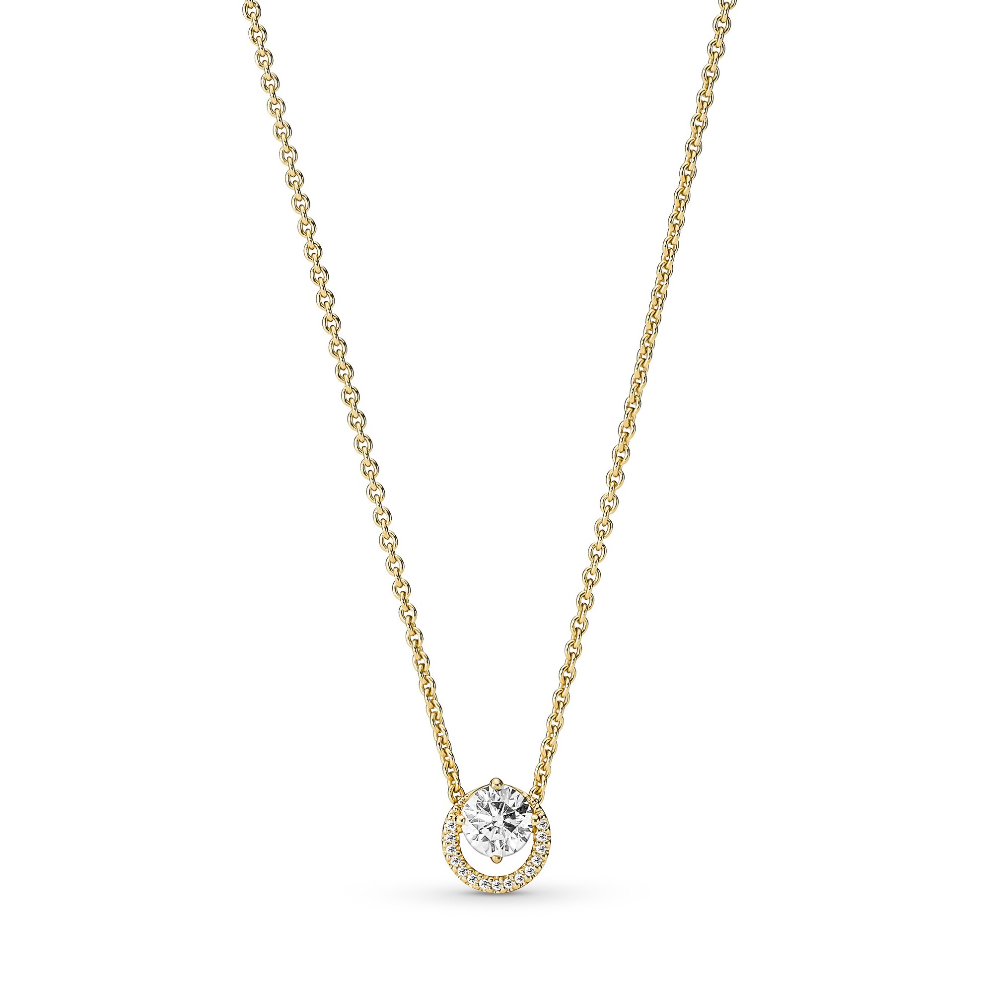 Pandora Funkelnder Runder Strahlenkranz Collier-Halskette - Gelbgold-Vergoldung Zirkonia 45 cm