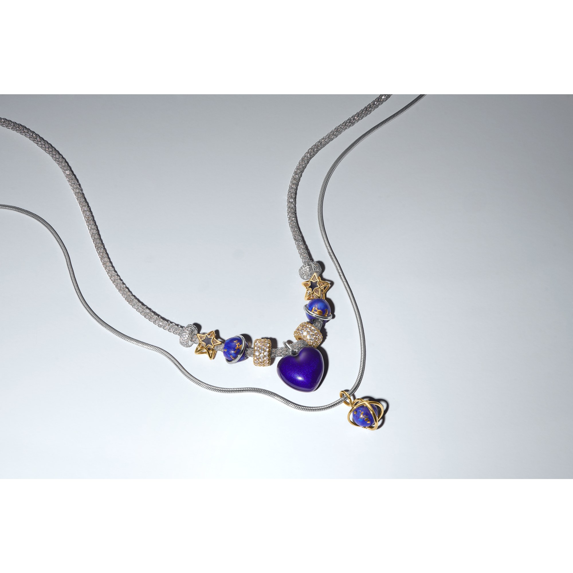 Pandora Funkelndes Dreireihiges Pavé-Charm - Gelbgold Vergoldung - Zirkonia – Ansicht 5