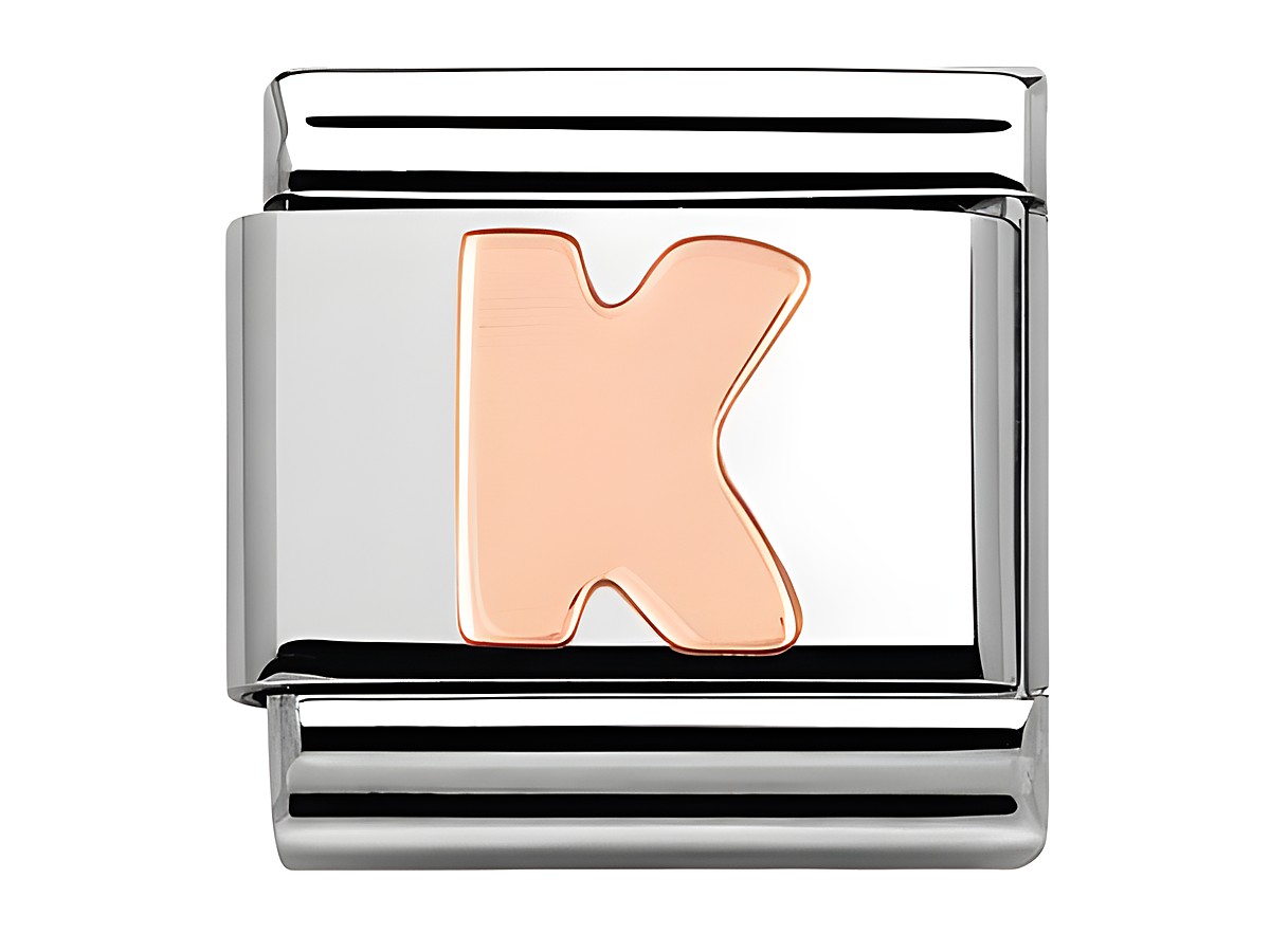 Nomination 430105 11 Classic K Roségold Buchstabe aus Edelstahl mit roségoldenem K in stilvollem Design für Schmuckliebhaber. Ideal zum Kombinieren mit anderen Elementen.