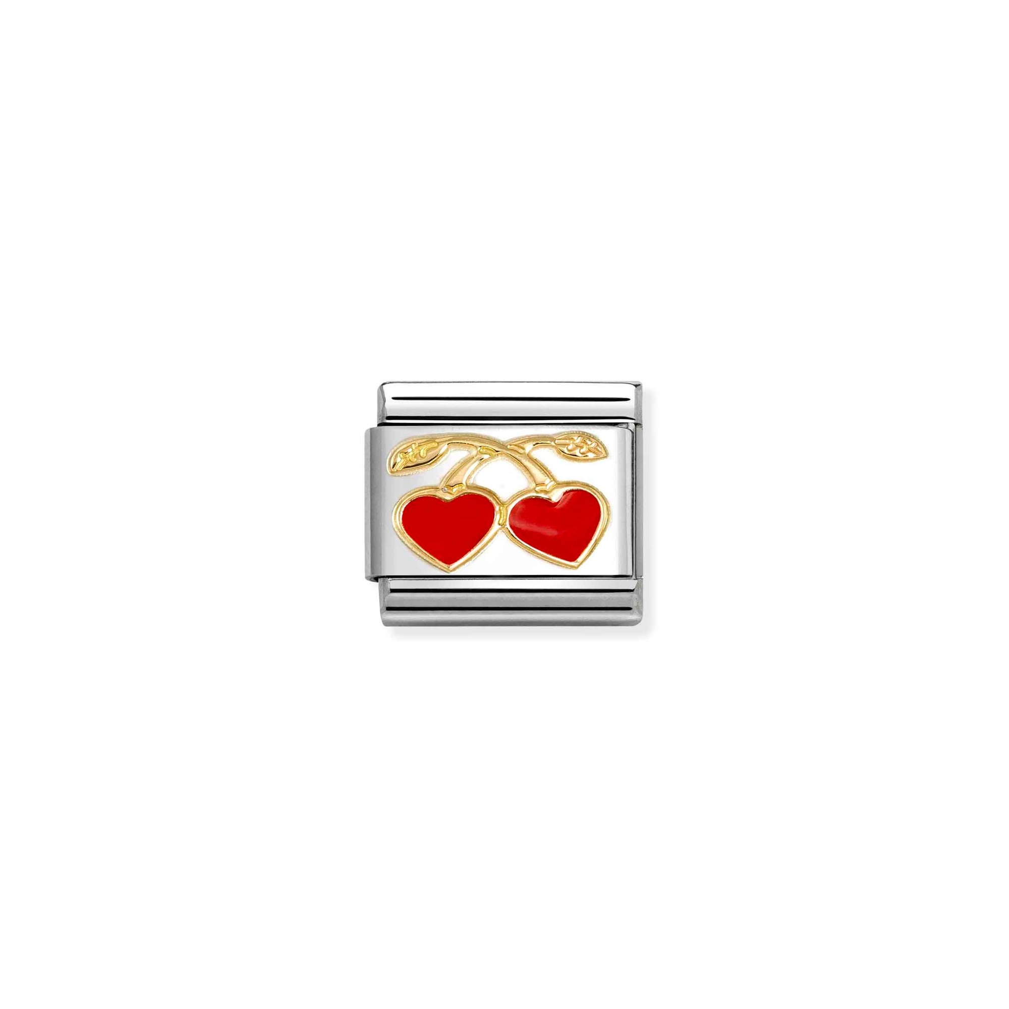 Nomination Composable Classic Charm Kirschherz rot - Edelstahl, Gelbgold, Emaille