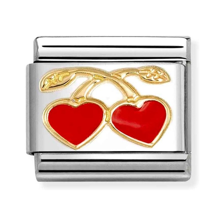 Nomination Composable Classic Charm Kirschherz rot - Edelstahl, Gelbgold, Emaille