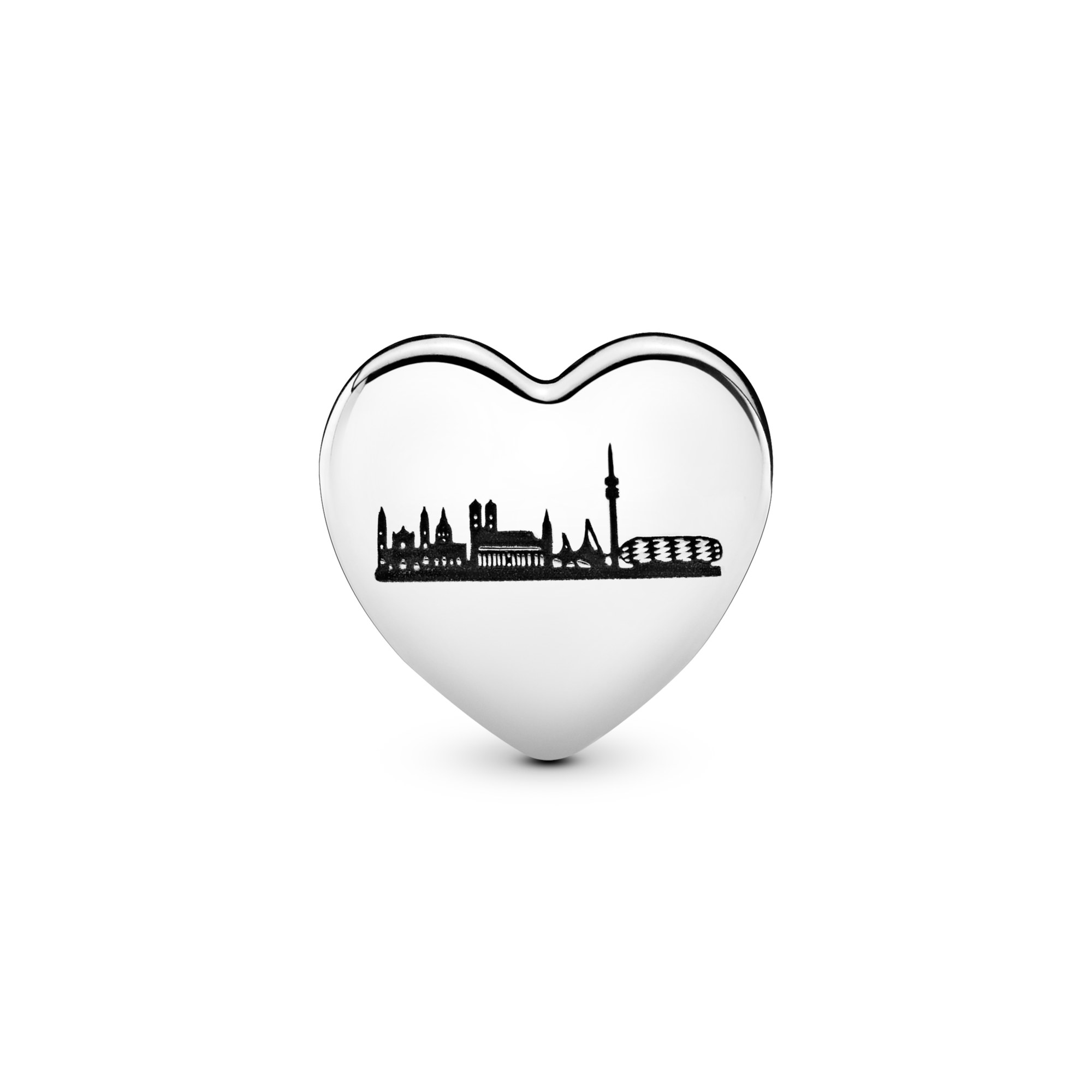 Pandora Herz - Skyline von München + Schriftzug Munich - Sterling Silber – Ansicht 3