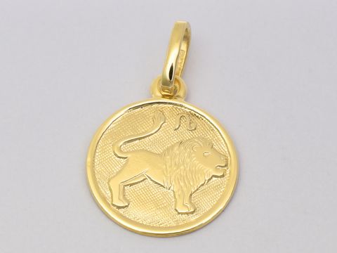 Löwe - Sterling Silber vergoldet Sternzeichen - poliert - 14 mm, Juwelier Harnisch, edler Anhänger mit Löwenmotiv, perfekt als Schmuckstück für Löwe-Geborene.