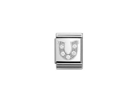 433231001-0 Hufeisen Charm aus Sterling Silber mit Zirkonia, Hersteller Nomination, BIG Silber, glänzende Oberfläche, elegantes Design, perfektes Accessoire für Armreifen.