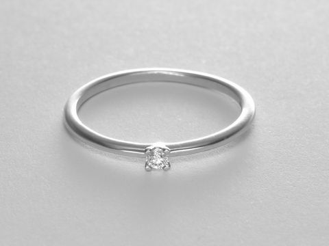 Weißgold Ring Verlobungsring filigran mit Brillant 0,04 ct W/Si Größe 52 Hersteller Juwelier Harnisch bis Größe 52/17.