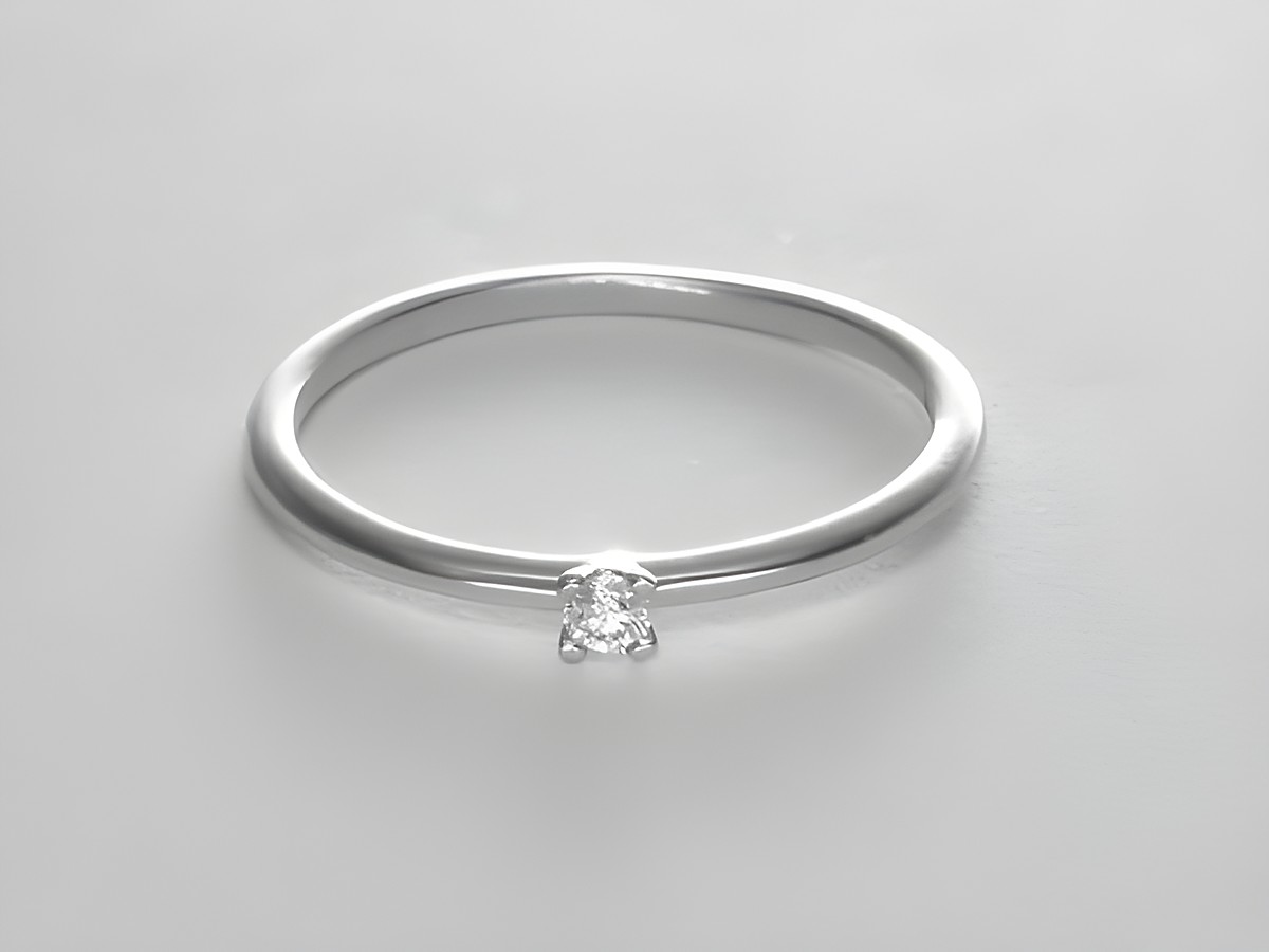 Weißgold Ring Verlobungsring filigran mit Brillant 0,04 ct W/Si Größe 52 Hersteller Juwelier Harnisch bis Größe 52/17.