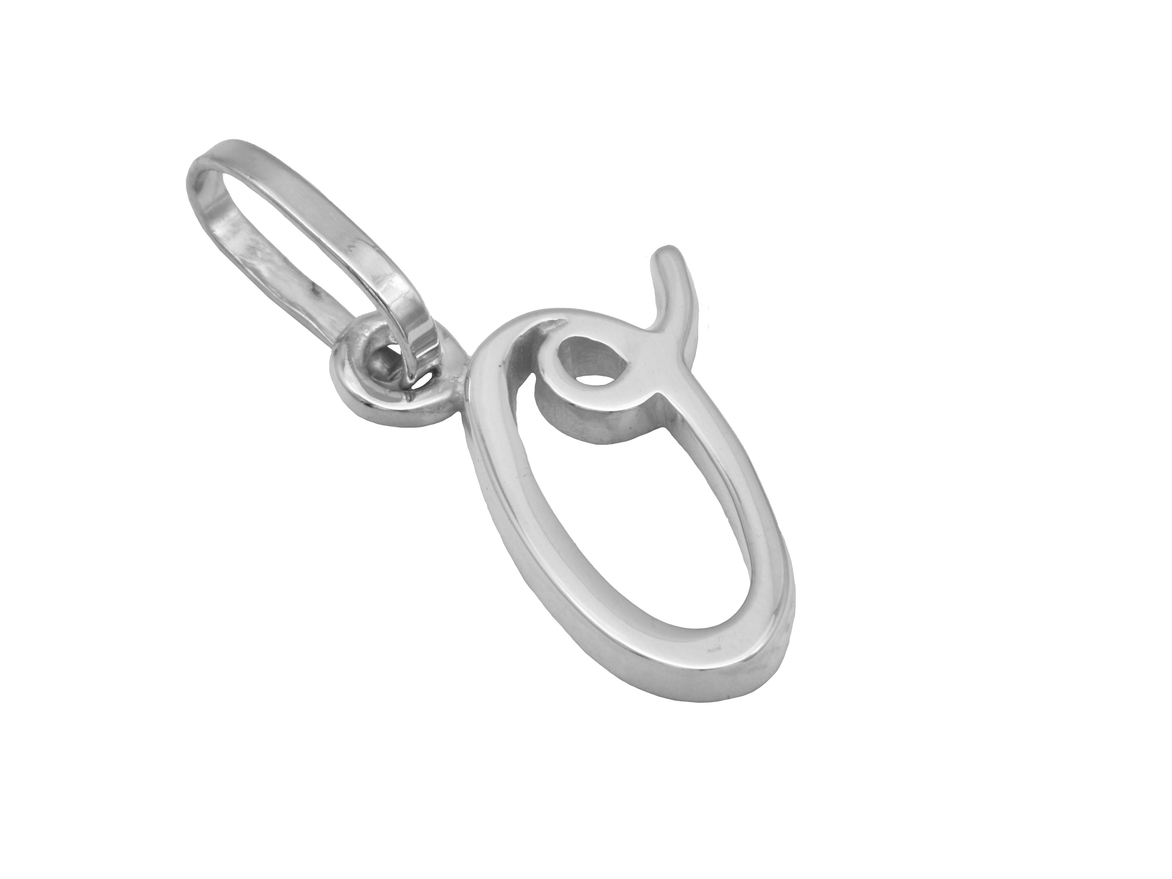 Buchstaben Anhänger Buchstabe O aus Sterling Silber rhodiniert und poliert vom Hersteller Juwelier Harnisch, elegant und zeitlos im Design, ideal als persönliches Schmuckstück.