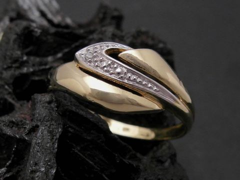 Gold Ring nobel Gold 585 bicolor mit Diamanten, eleganter Goldring in Größe 54, Hersteller Juwelier Harnisch, bis Größe 54/17,5.