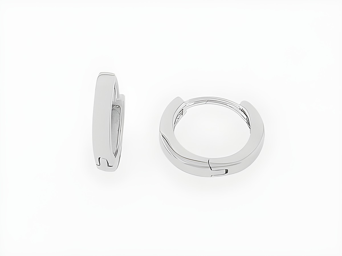 Silber Creolen mit einem Durchmesser von 0,9 cm und den Maßen 11 x 2,1 x 1,6 mm, Hersteller Juwelier Harnisch, bis 15 mm, elegant und zeitlos im Design.