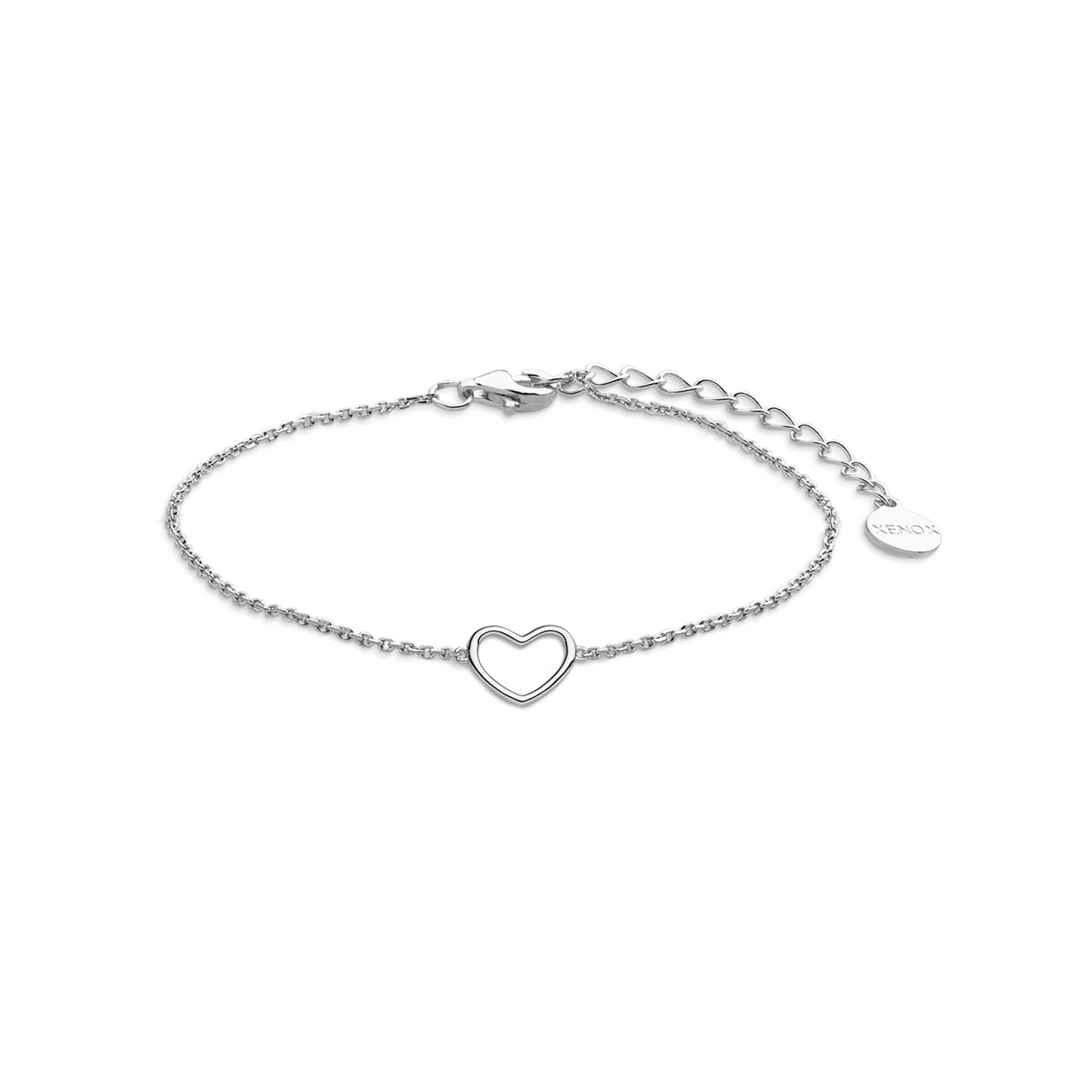 XENOX Sterling Silber Armband XS1757 - 15-18,5 cm - LOVE STORY - Ankerkette - Herz – Ansicht 2