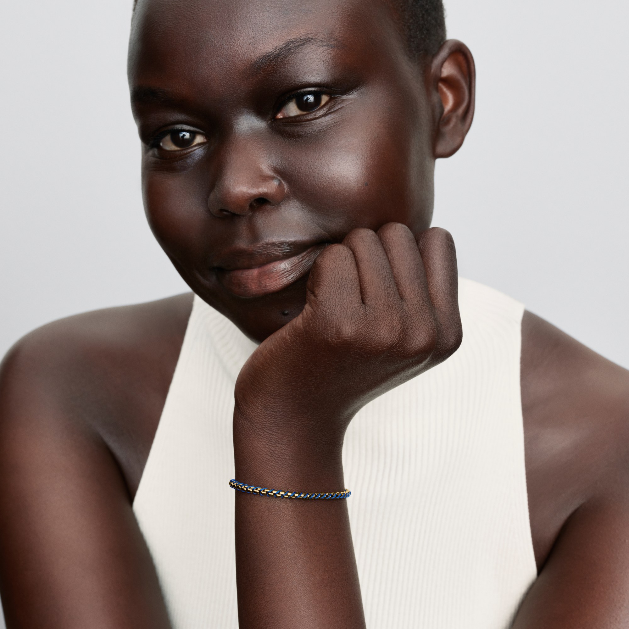 Pandora Blaue Kordel-Boxketten-Armband - Blau - Gelbgold Vergoldung – Ansicht 4