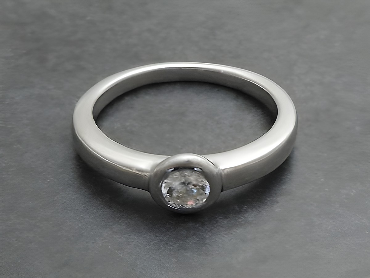Silber Ring aus Sterling Silber in Größe 50/16, MODERN mit einem klaren Stein in der Mitte, Hersteller Juwelier Harnisch, elegante Ausführung bis Größe 50/15,9.