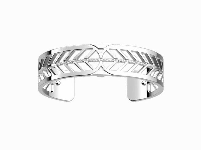 Der Armreif Les Georgettes FAUCON 7035976 hat eine silberne Farbe, ist 14 mm breit und verziert mit Zirkonia. Das Design zeigt ein elegantes, geflochtenes Muster.