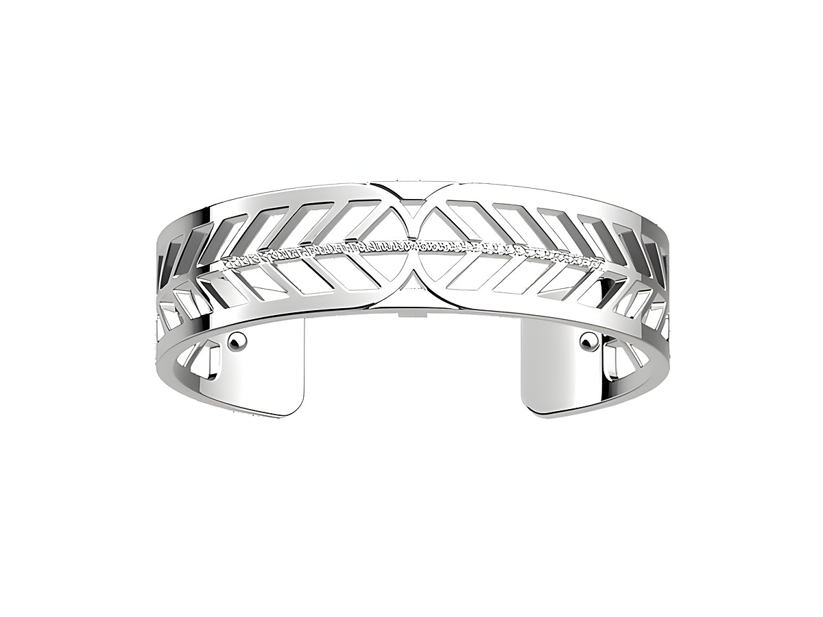 Der Armreif Les Georgettes FAUCON 7035976 hat eine silberne Farbe, ist 14 mm breit und verziert mit Zirkonia. Das Design zeigt ein elegantes, geflochtenes Muster.