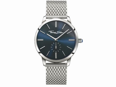 Damenuhr Thomas Sabo WA0301-201-209 in elegantem Design mit blauer Ziffernblattfarbe und feinem Edelstahlmesh-Armband, ideal für stilbewusste Frauen.