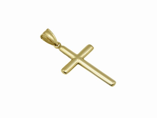 Kreuz Anhänger - klassisch - 585 Gelbgold - poliert, hergestellt von Juwelier Harnisch, zeitloses Design mit glatten, eleganten Linien für einen stilvollen Look.