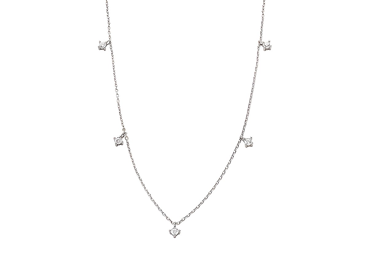Xenox Sterling Silber Kette XS2036 in Krappen Silber mit Kareekette, Länge von 40 bis 45 cm, fünf dezente Anhänger aus strahlendem Silber. Elegantes Schmuckstück für jeden Anlass.