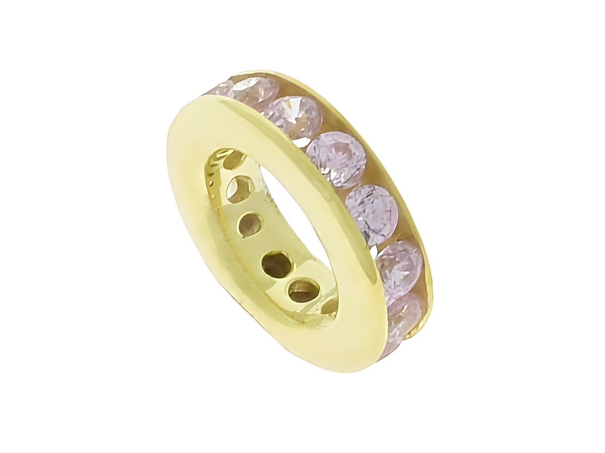 Memorie Taufring aus Sterling Silber vergoldet mit rosa Zirkonia, Hersteller Juwelier Harnisch, elegantes Schmuckstück, ideal für besondere Anlässe oder als Geschenk.