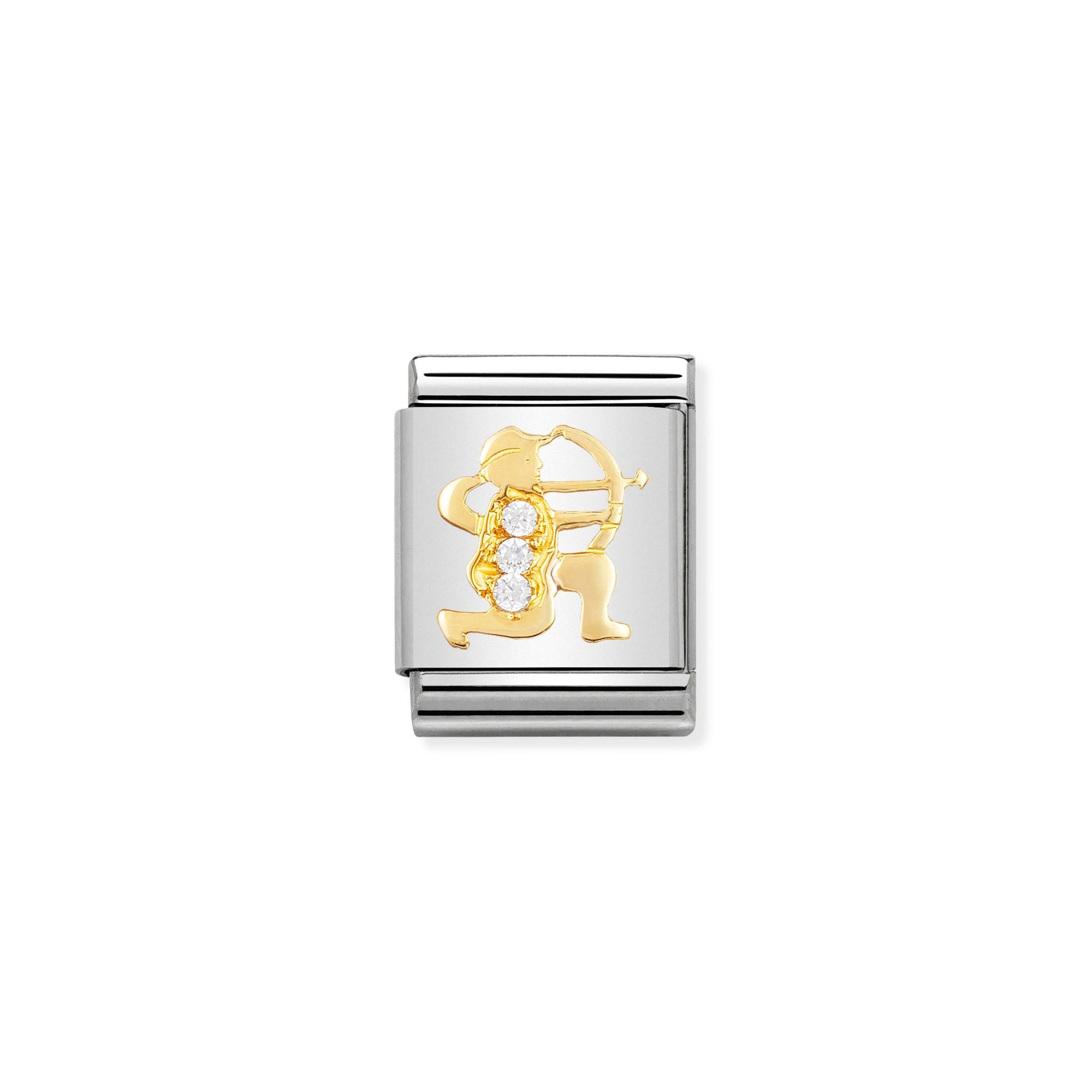 Nomination Composable Big Charm Sternzeichen Schütze - Edelstahl, Gold 750 Gelbgold, Zirkonia