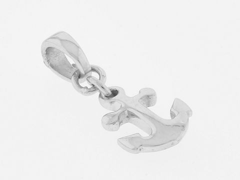 Weißgold Anhänger in Anker-Form, maritim und elegant aus 375 Weißgold, hergestellt von Juwelier Harnisch, ideal für Seefahrt-Liebhaber.