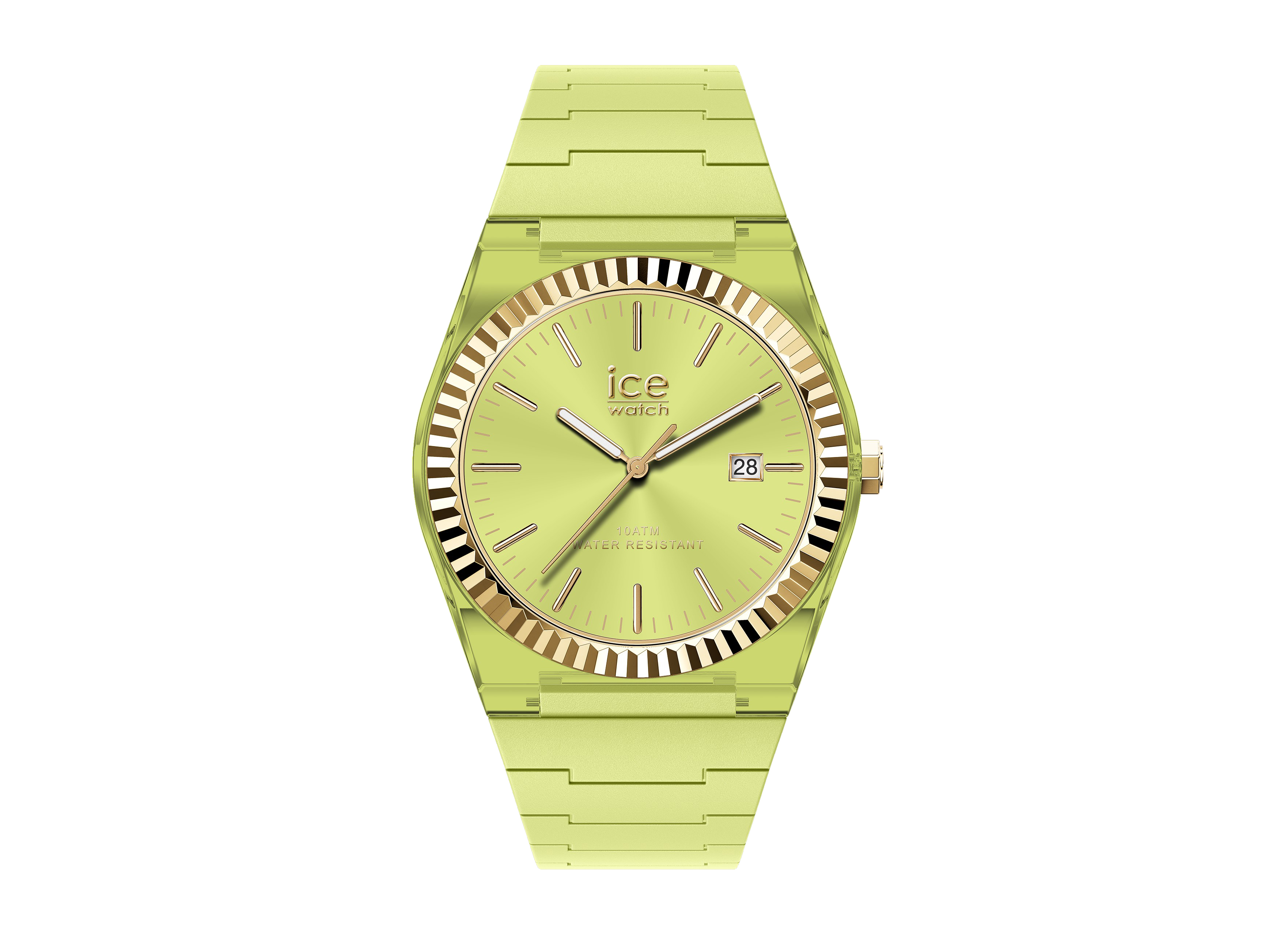 Grüne Ice Watch 024763 ICE Power im Daiquiri Green Design mit goldenem Zifferblatt und Datum. Stilvolles Accessoire für jeden Anlass. Neuheit des Herstellers Ice Watch.