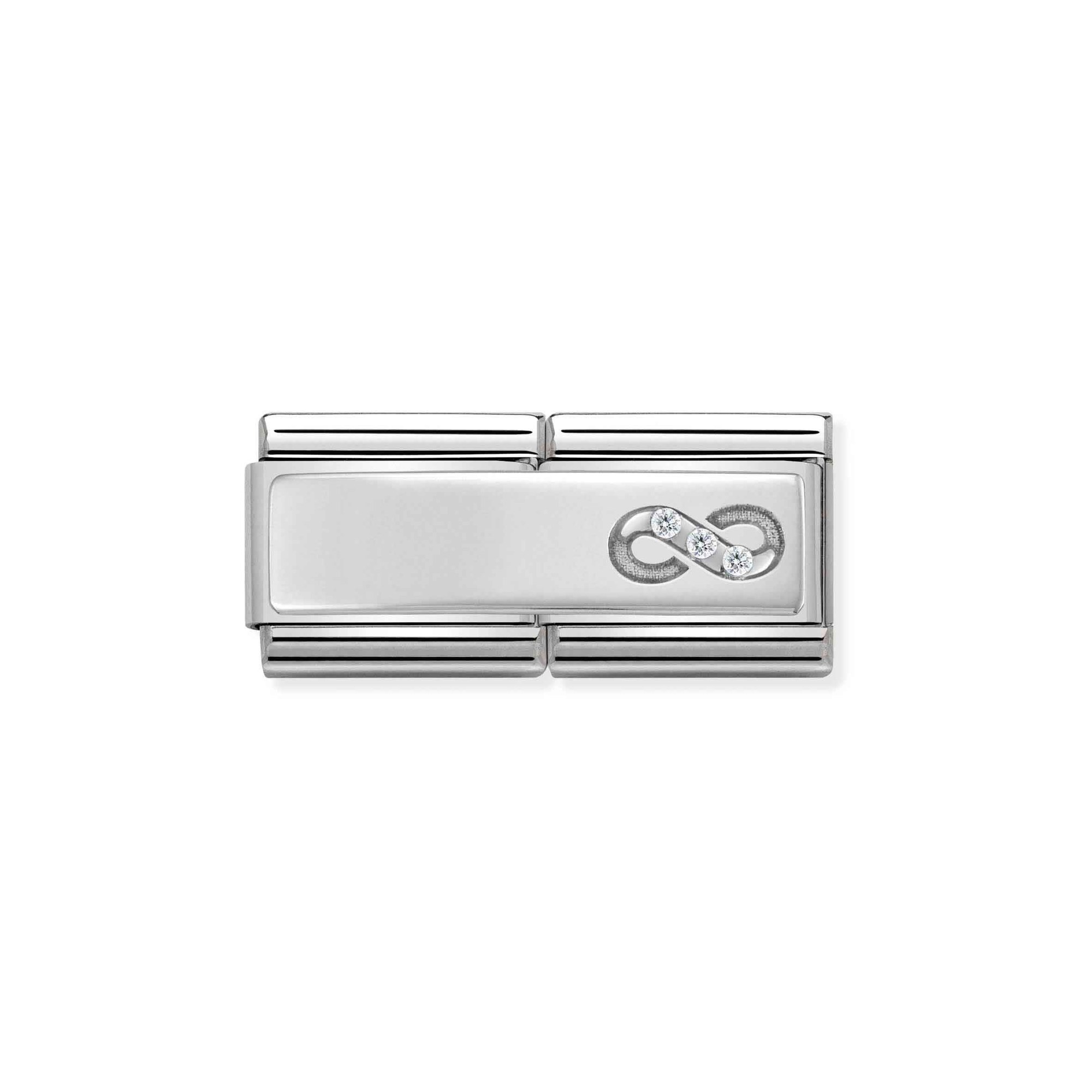 Nomination Composable Classic Double Charm Unendlichkeit - Edelstahl, Sterling Silber, Zirkonia