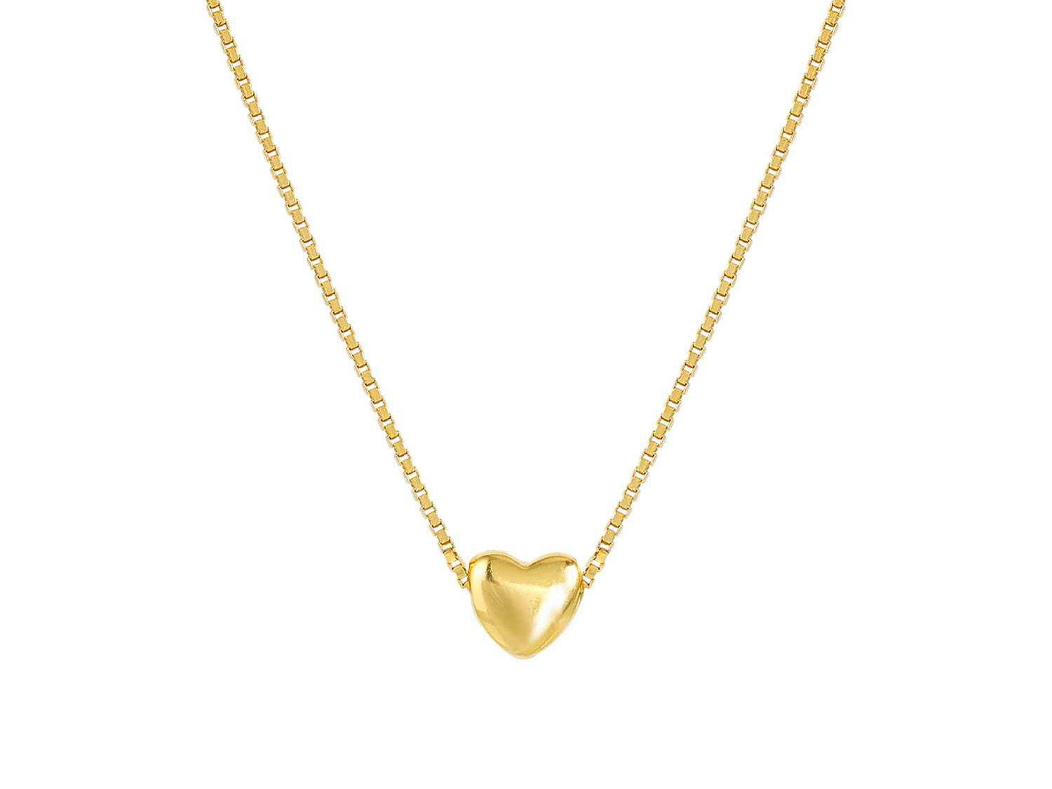 Kette aus vergoldetem Sterling Silber mit einem herzförmigen Anhänger, Länge von 36 bis 42 cm, elegante und zarte Schmuckgestaltung von Nomination.