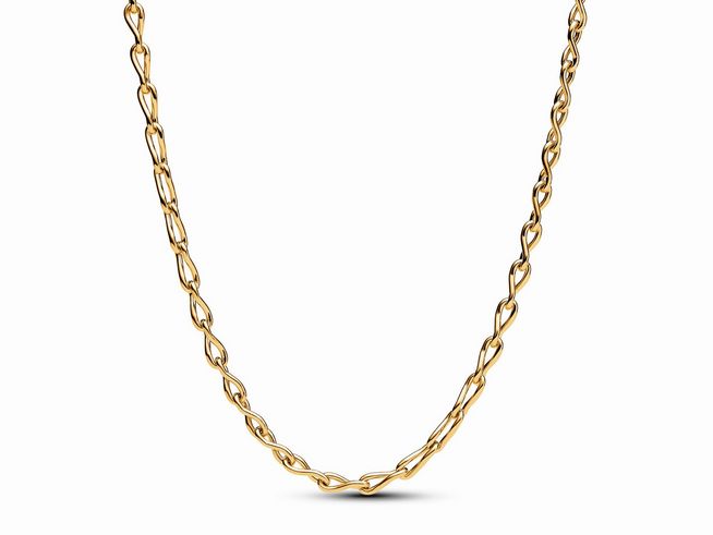 363052000-0 Unendlichkeitshalskette von Pandora in gelbgoldener Vergoldung, 50 cm lang, feine Gliederkette mit elegantem Design, ideal für jeden Anlass.