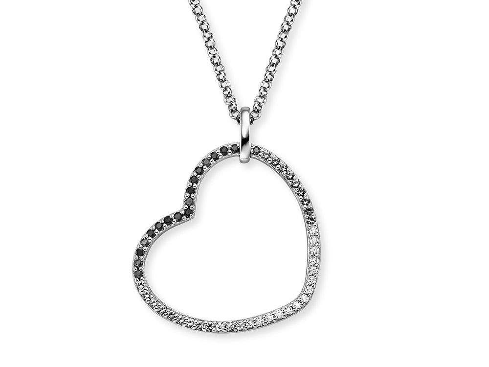 Engelsrufer ERN-HEARTSHADE-ZIM Kette aus Silber mit Herzanhänger in Shapefreies Design, verziert mit Zirkonia, ideal für romantische Anlässe und als elegantes Accessoire.