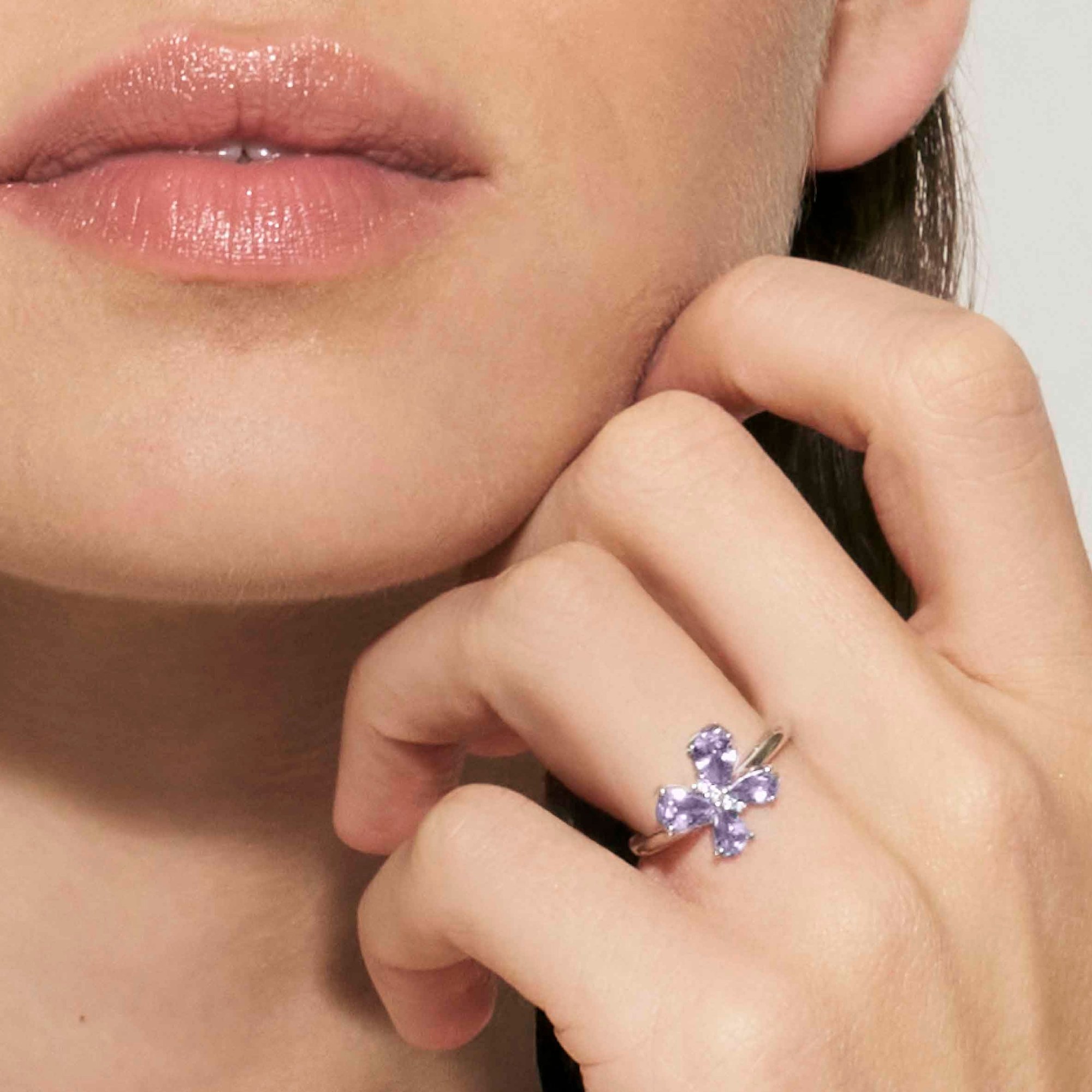 Nomination SHINE ME UP Ring aus Sterling Silber - Zirkonia - Schmetterling - Weiß - Lila - Gr. 51-59 verstellbar – Ansicht 3