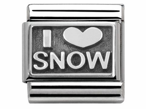 Edelstahlanhänger von Nomination SilverShine 330102 21 Classic in Silber 925 mit der Aufschrift I love snow, perfekt für Liebhaber des Winters.