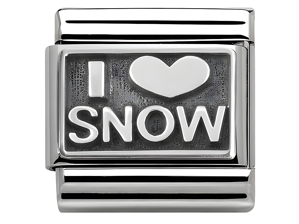 Edelstahlanhänger von Nomination SilverShine 330102 21 Classic in Silber 925 mit der Aufschrift I love snow, perfekt für Liebhaber des Winters.