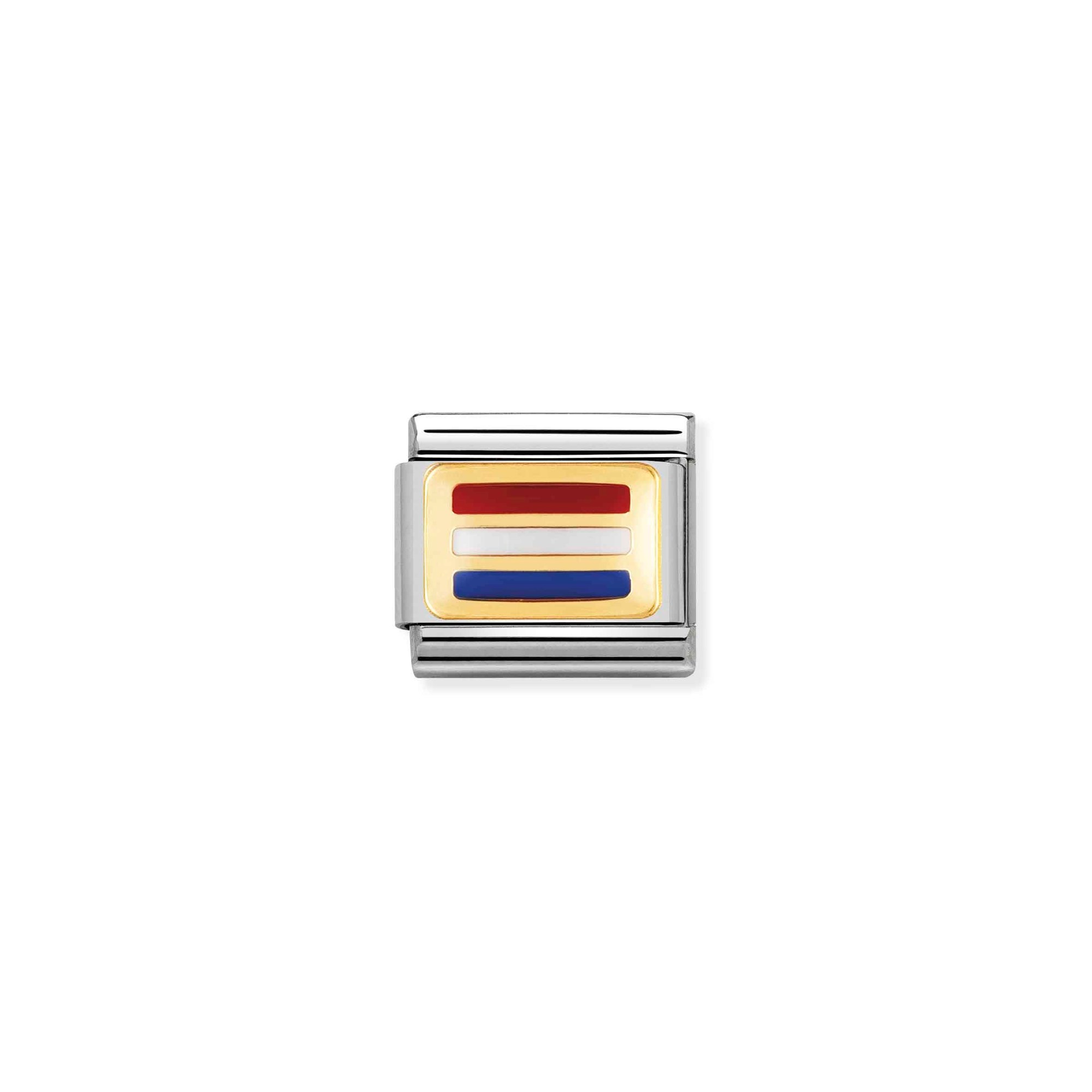 Nomination Composable Classic Charm Flagge Holland - Edelstahl, Gold 750 Gelbgold, Emaille