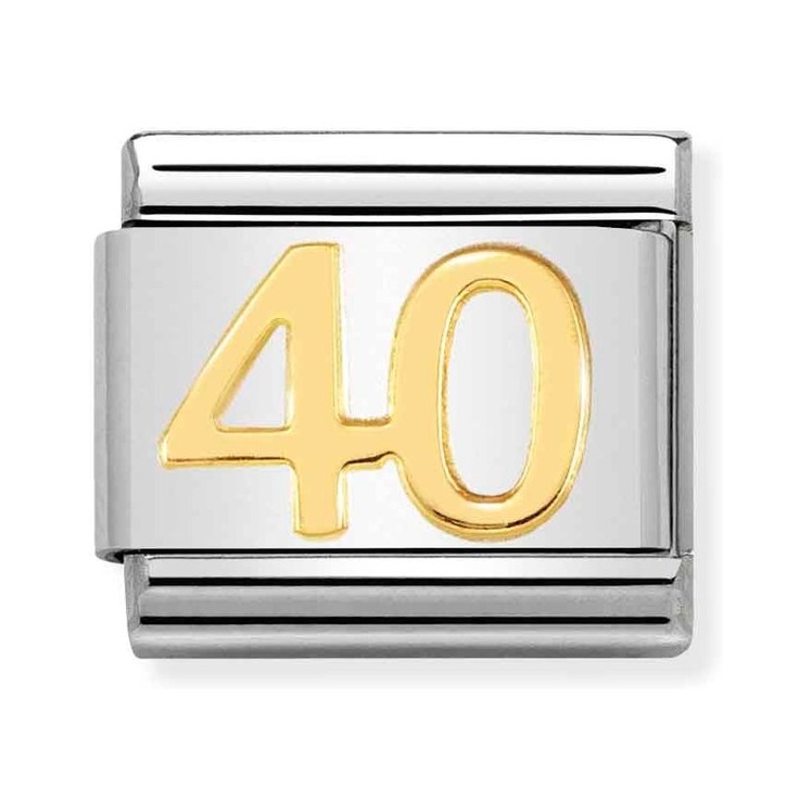 Nomination Composable Classic Charm Zahl 40 - Edelstahl, Gold 750 Gelbgold