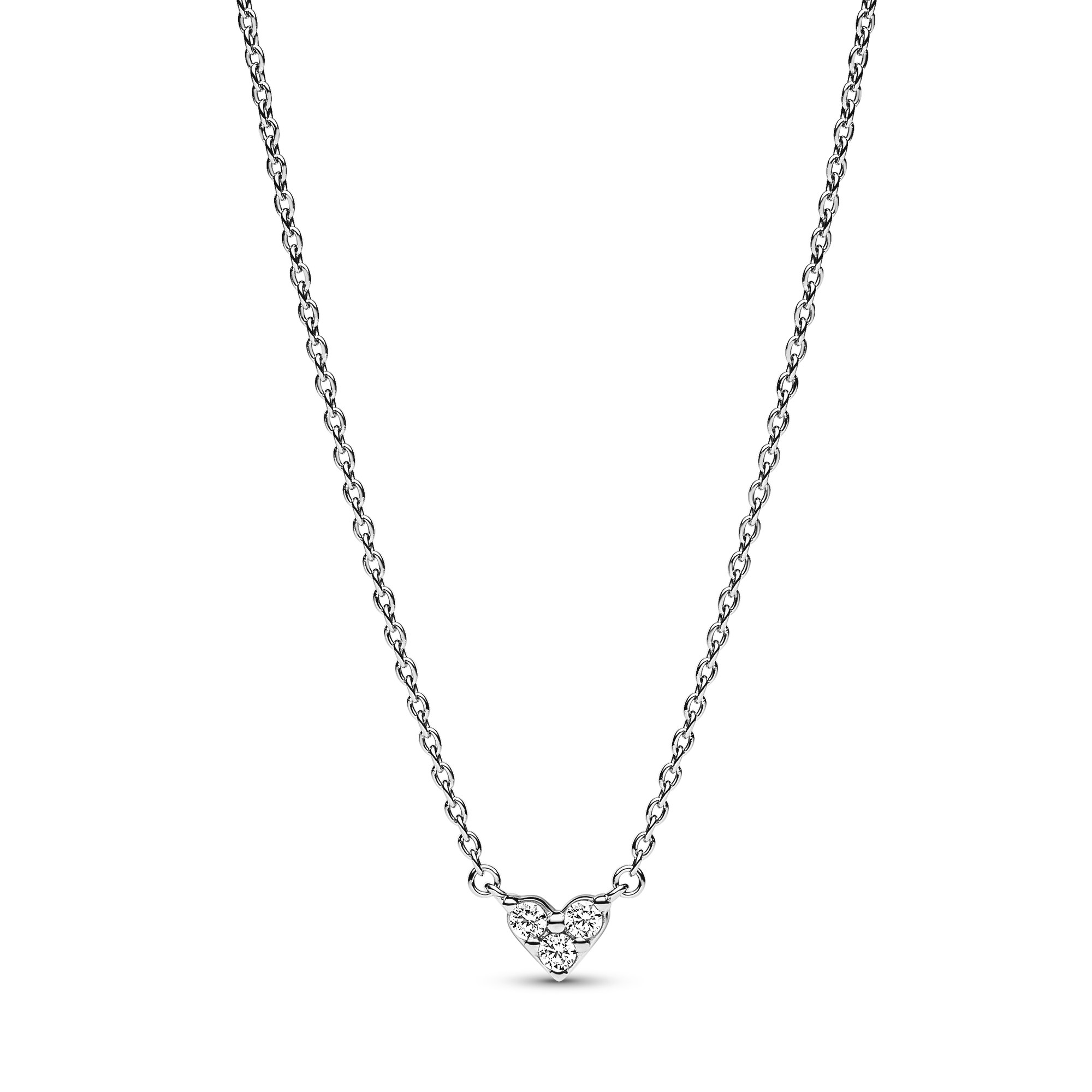 Pandora Drei Sterne Herz Collier-Halskette - Sterling Silber - Zirkonia - 45 cm
