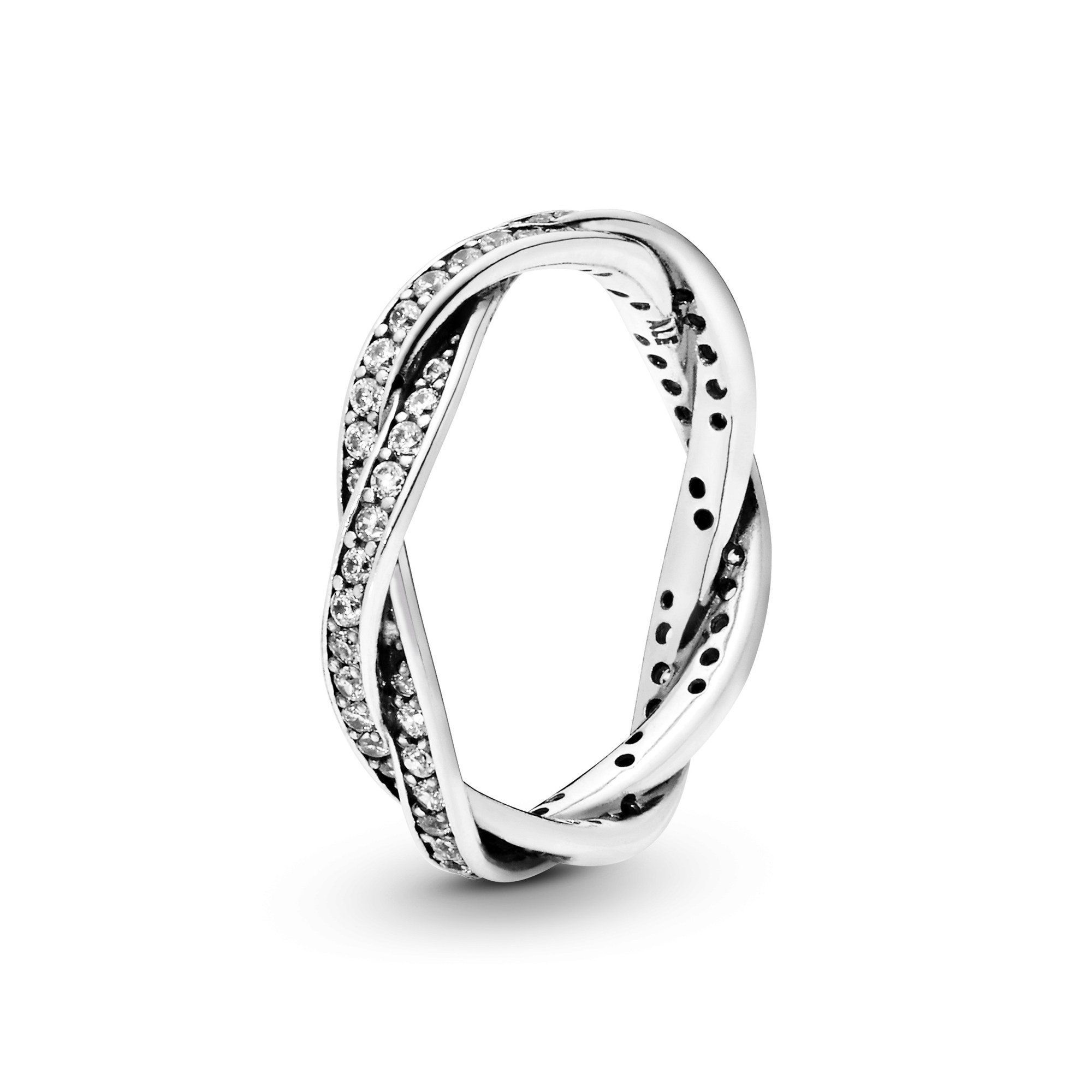 PANDORA verflochtener Silberring mit Zirkonia