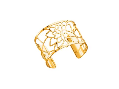 Armreif von Les Georgettes in Gold mit einem filigranen NENUPHAR-Muster, Breite 40 mm, ideal für stilvolle Akzente. Das Design strahlt Eleganz und Raffinesse aus.