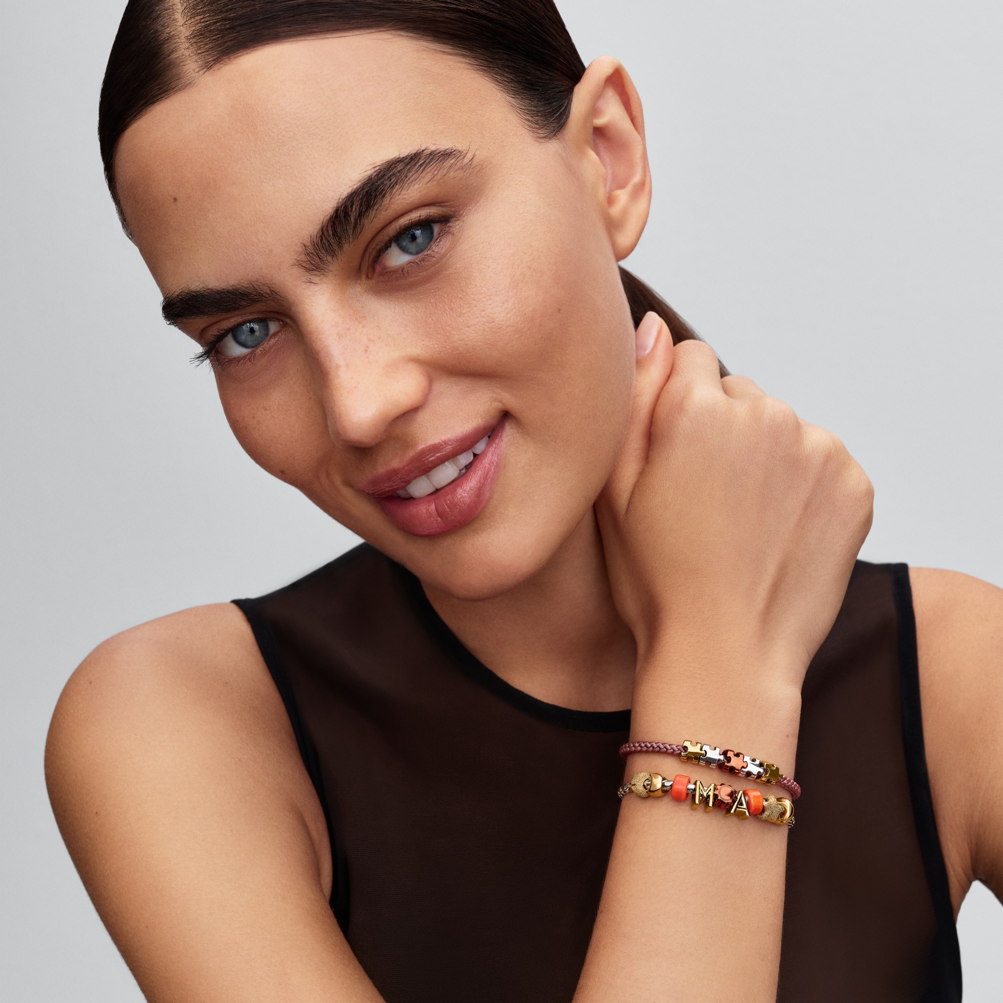 Pandora Schimmerndes rosafarbenes Kordelarmband - Silber - Textilkordel - 17,5 cm – Ansicht 5