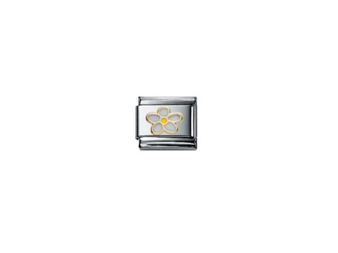Nickel-Kette mit emaillierter Blumendekoration in Himmelblau und gelb, hergestellt von Nomination, Modell MIOSOTISHIMMELBLAU 030214 44.