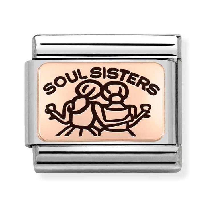 Nomination Composable Classic Charm Soul Sisters - Edelstahl, roségoldfarben, Emaille
