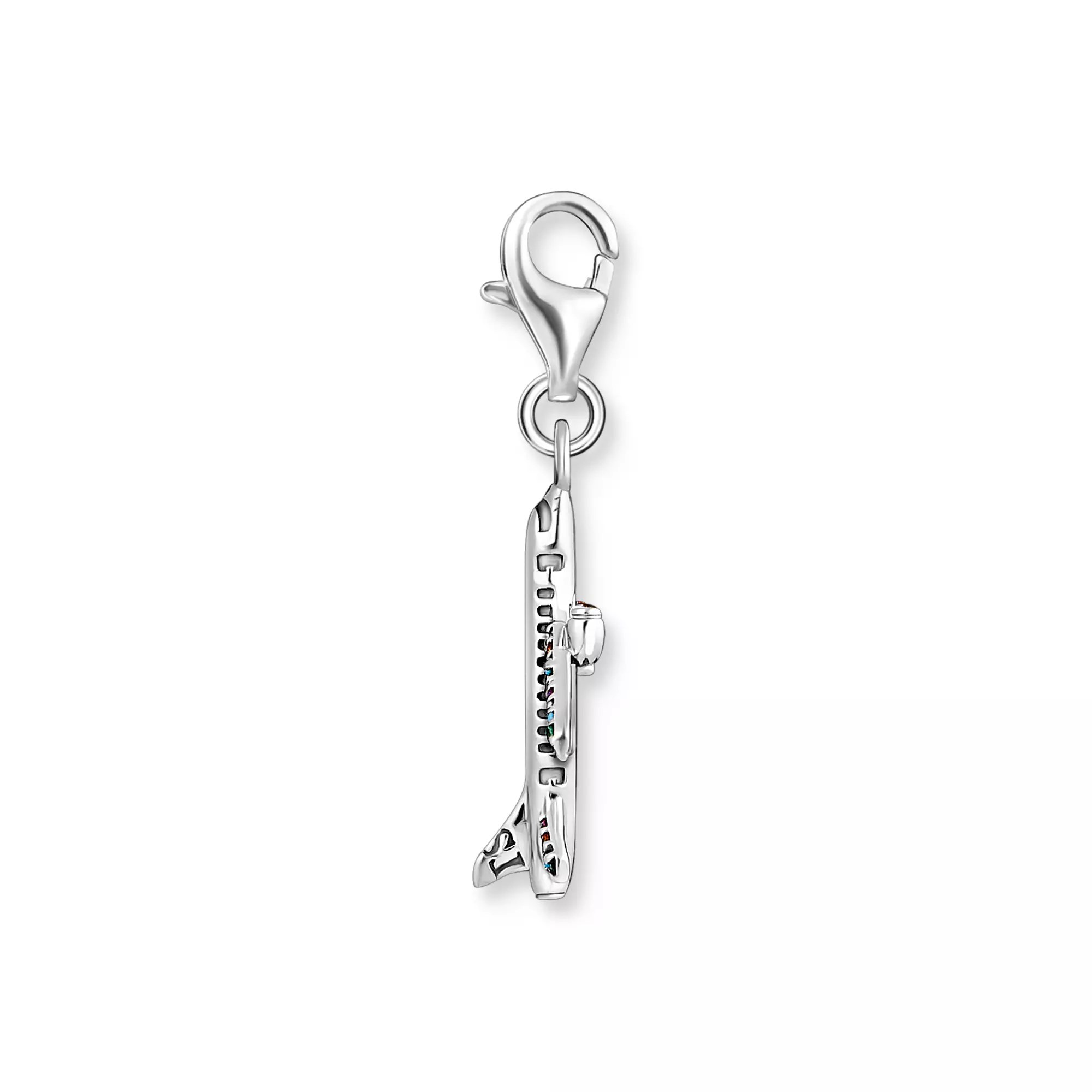 Thomas Sabo Charm-Anhänger - Silber geschw. + Glas-Keramik Stein + synth. Korund + Zirkonia - Flugzeug – Ansicht 2