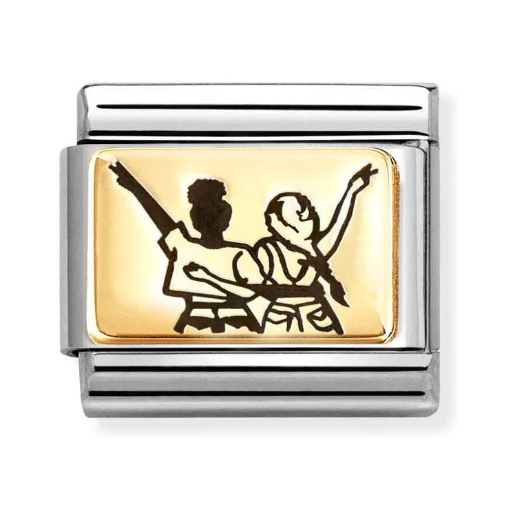 Nomination Composable Classic Charm Freundinnen Konzert - Edelstahl, Gold 750 Gelbgold, Emaille