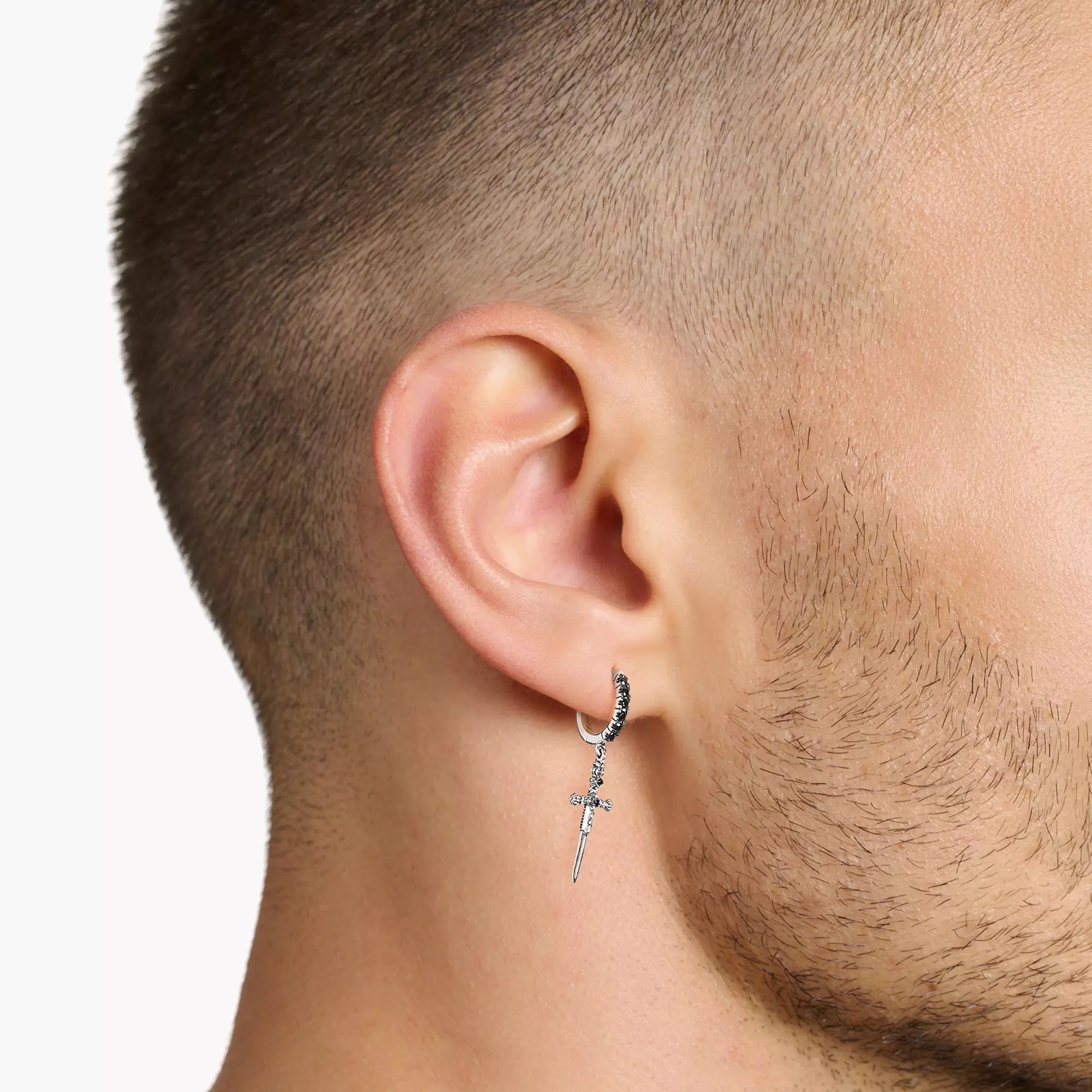 Thomas Sabo Creolen - Sterling Silber - geschwärzt + Zirkonia - Schwert + Schlange – Ansicht 4