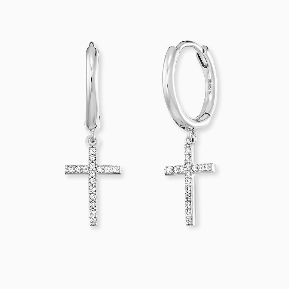 Engelsrufer LILCROSS Creole Kreuz mit Zirkonia - Silber rhodiniert – Ansicht 2
