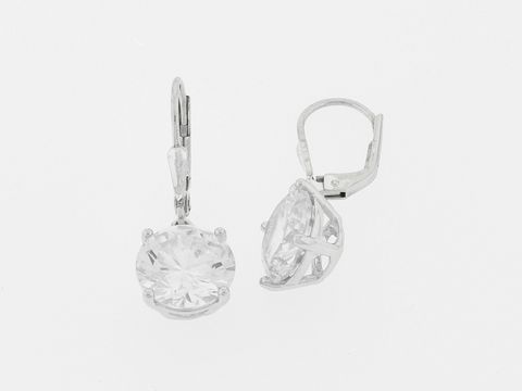 301473-0 Silber Ohrringe rund mit Zirkonia Hänger, Blickfang von Juwelier Harnisch, elegante Ohrhänger mit Stein für jeden Anlass, zeitloses Design und funkelnde Akzente.