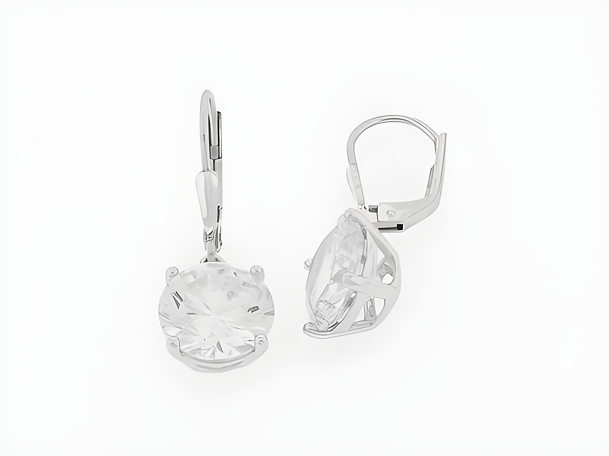Silber Ohrringe rund mit Zirkonia Hänger, Blickfang von Juwelier Harnisch, elegante Ohrhänger mit Stein für jeden Anlass, zeitloses Design und funkelnde Akzente.