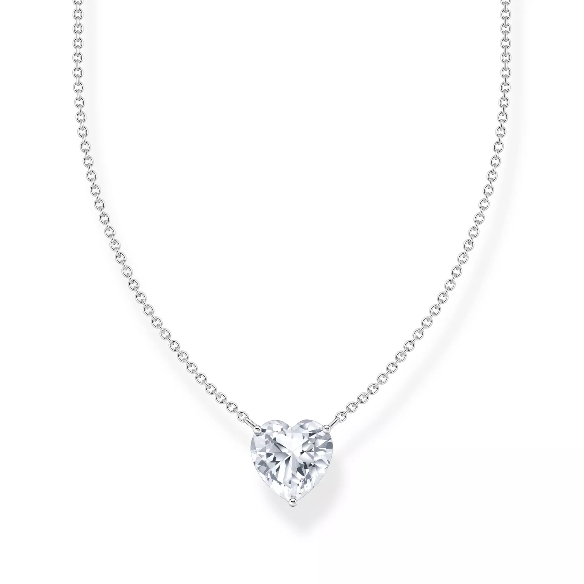 Thomas Sabo Essentials Kette - großem Herz - Silber & Zirkonia - Weiß - 40 bis 45 cm