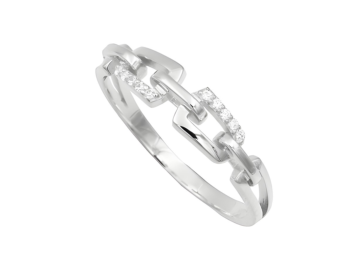 Ring funkelnde Glieder aus Sterling Silber rhodiniert in Gr. 54, des Herstellers Juwelier Harnisch, zeitlos elegant mit glitzernden Akzenten. Ideal für besondere Anlässe.